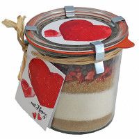 Backmischung im Glas Erdbeer-Schoko Kuchen  "Mit Herz"